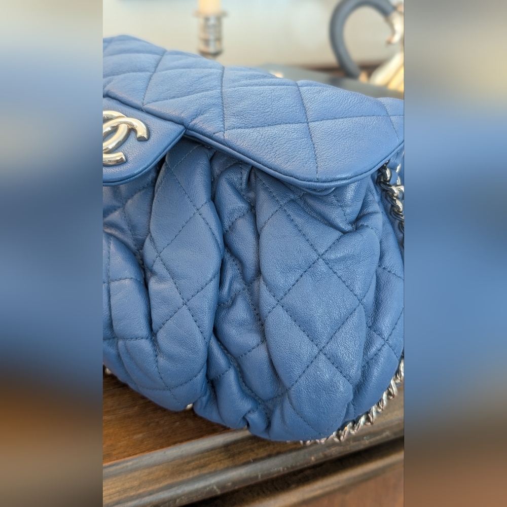 Chanel Blue Quilted Leather Chain Bag - Picture 16 of 16